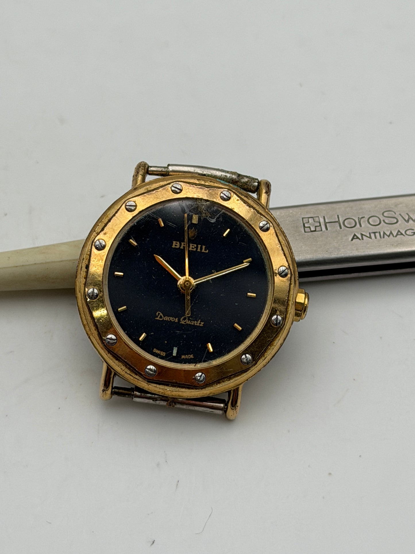 breil daxos quartz 25mm oak watch vintage