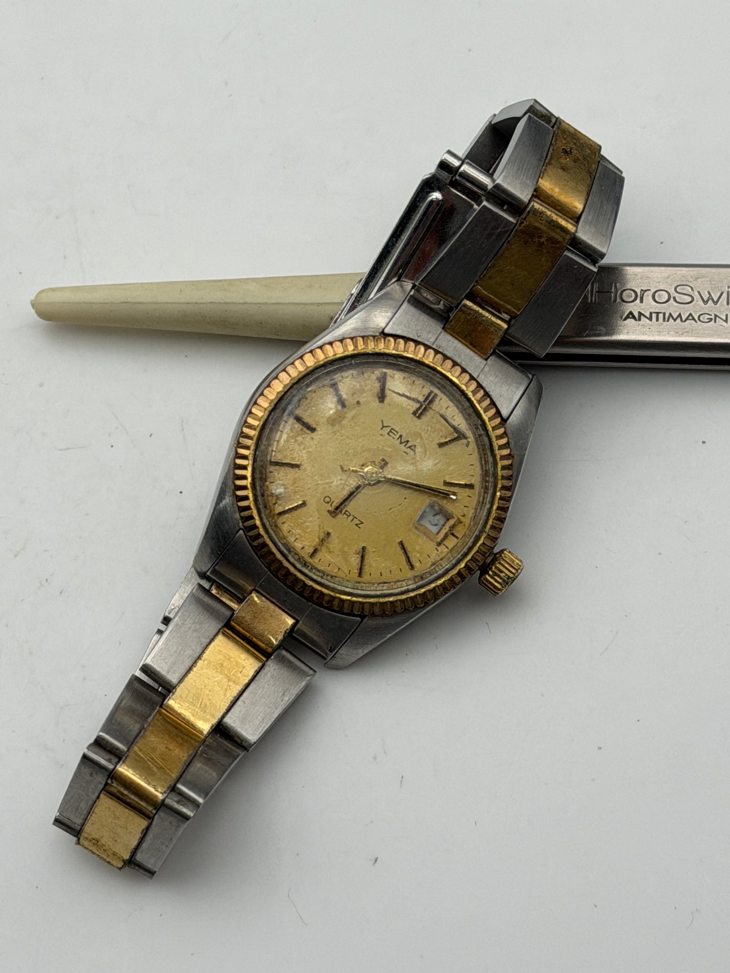 yema quartz swiss made 25mm watch vintage