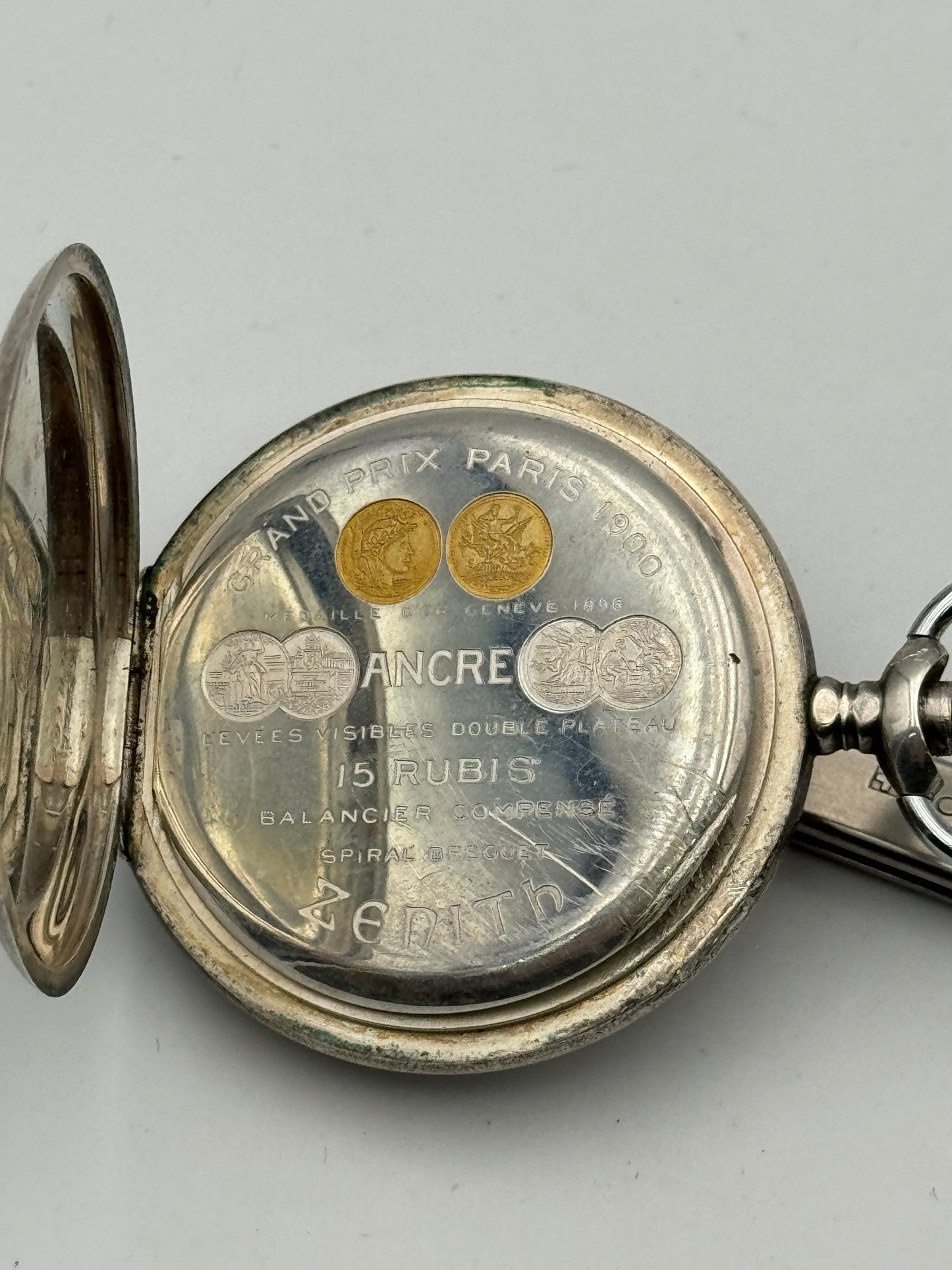 Zenith grand prix paris 1902 cassa case silver pocket watch
