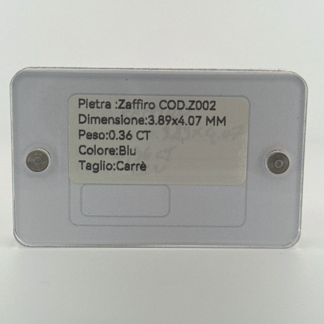 zffiro sapphire natural blu blue carrè 0.36ct